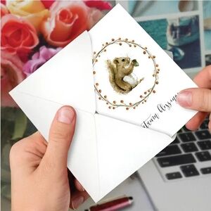 🍂"Autumn Blessings" Card w/ Rustic Squirrel Floral Design | FALL | Woodland 🌾